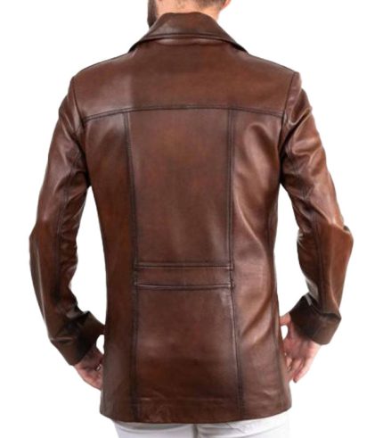 Men's Vintage Brown Leather Blazer