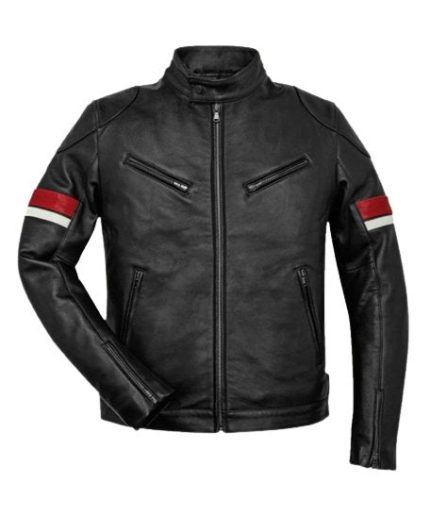 Cafe Racer Black Leather Jacket Men's