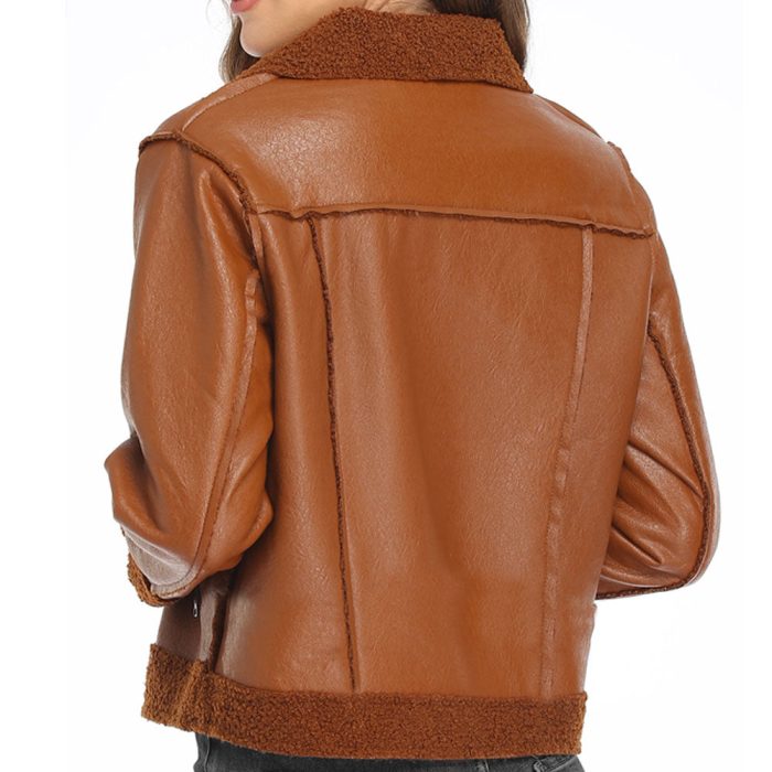 Brown Shearling Leather Jacket for Women