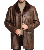 Men's Real Leather Fur Collar Coat