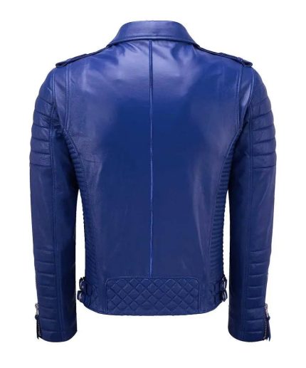 Men's Blue Motorcycle Leather Jacket