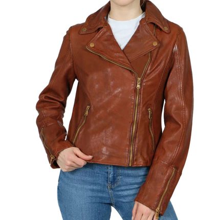 Brown Women Genuine Leather Jacket