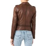 Women's Elegant Brown Leather Motorcycle Jacket