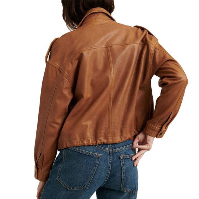 Women's Casual Brown Leather Jacket