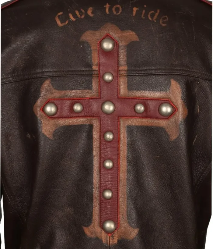Christ Cross Brown Motorcycle Leather Jacket