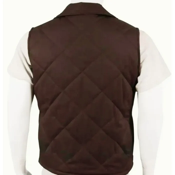 Yellowstone John Dutton Brown Quilted Vest-Back