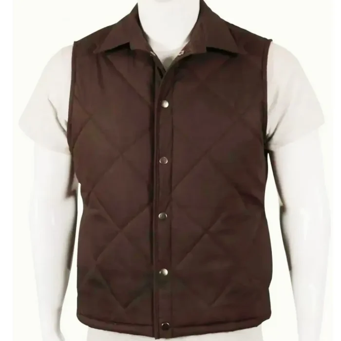 Yellowstone John Dutton Brown Quilted Vest-Front
