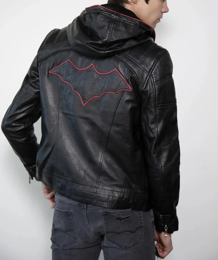 Men's Batman Black Hood Leather Jacket