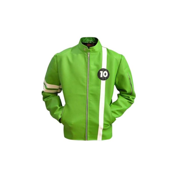 Green Ben 10 Leather Jacket-Front