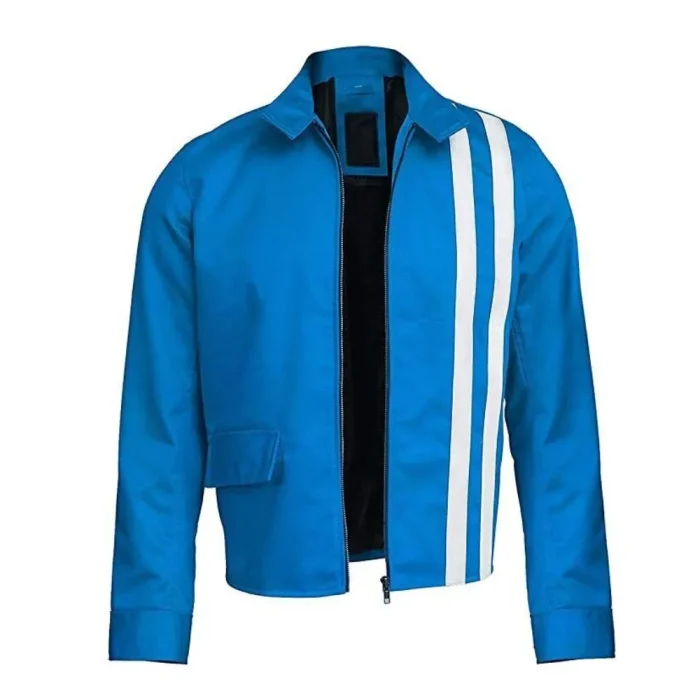Elvis Presley White Striped Jacket-Blue Open Front