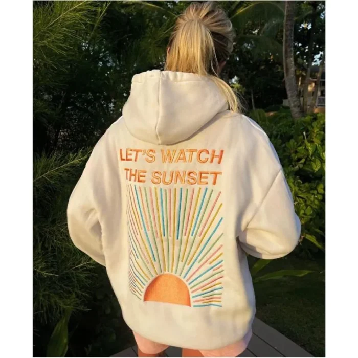 Let's Watch The Sunset White Hoodie-Back Look (1)
