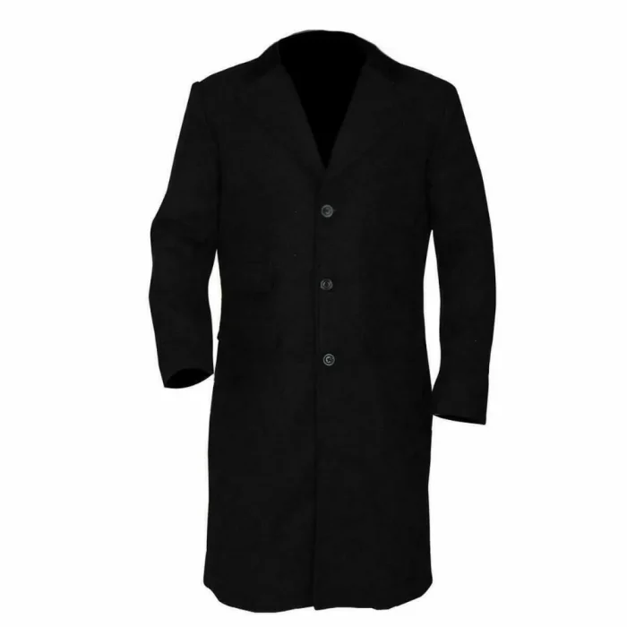Peaky Blinders Thomas Shelby Black Wool Long Trench Coat-Front