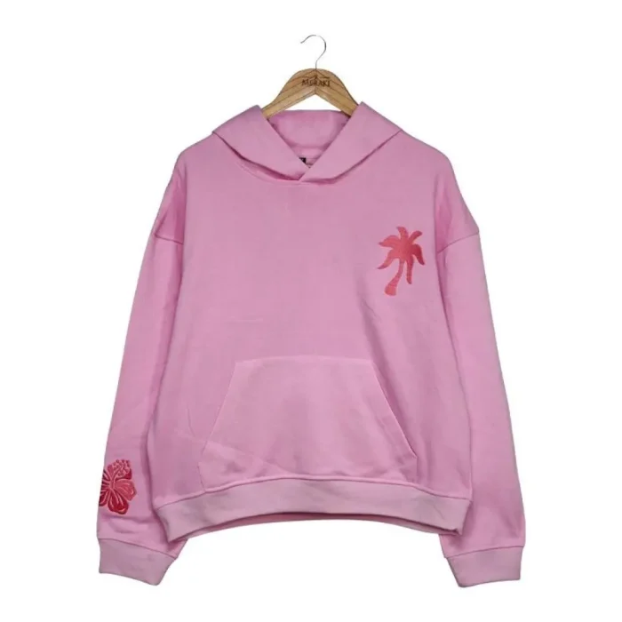 Pink Palm Puff Hoodie-Front Look